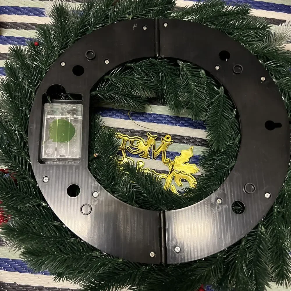 Christmas Wreath 18” Large Pre-Lit Outdoor with LED Lights, Foldable With Case